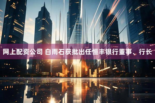 网上配资公司 白雨石获批出任恒丰银行董事、行长